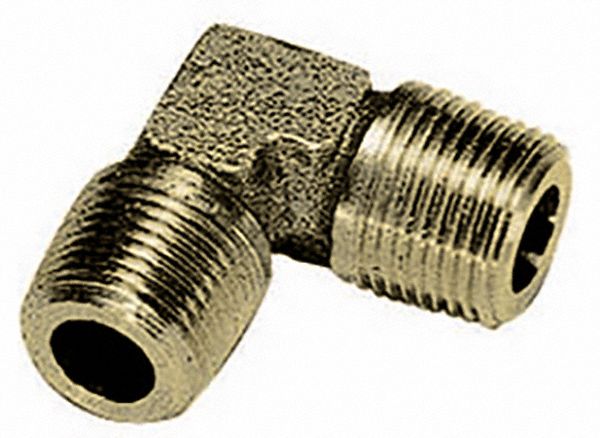 90° Elbow: Brass, 1/2 in x 1/2 in Fitting Pipe Size, Male BSPT x Male BSPT, 1 3/16 in Overall Lg