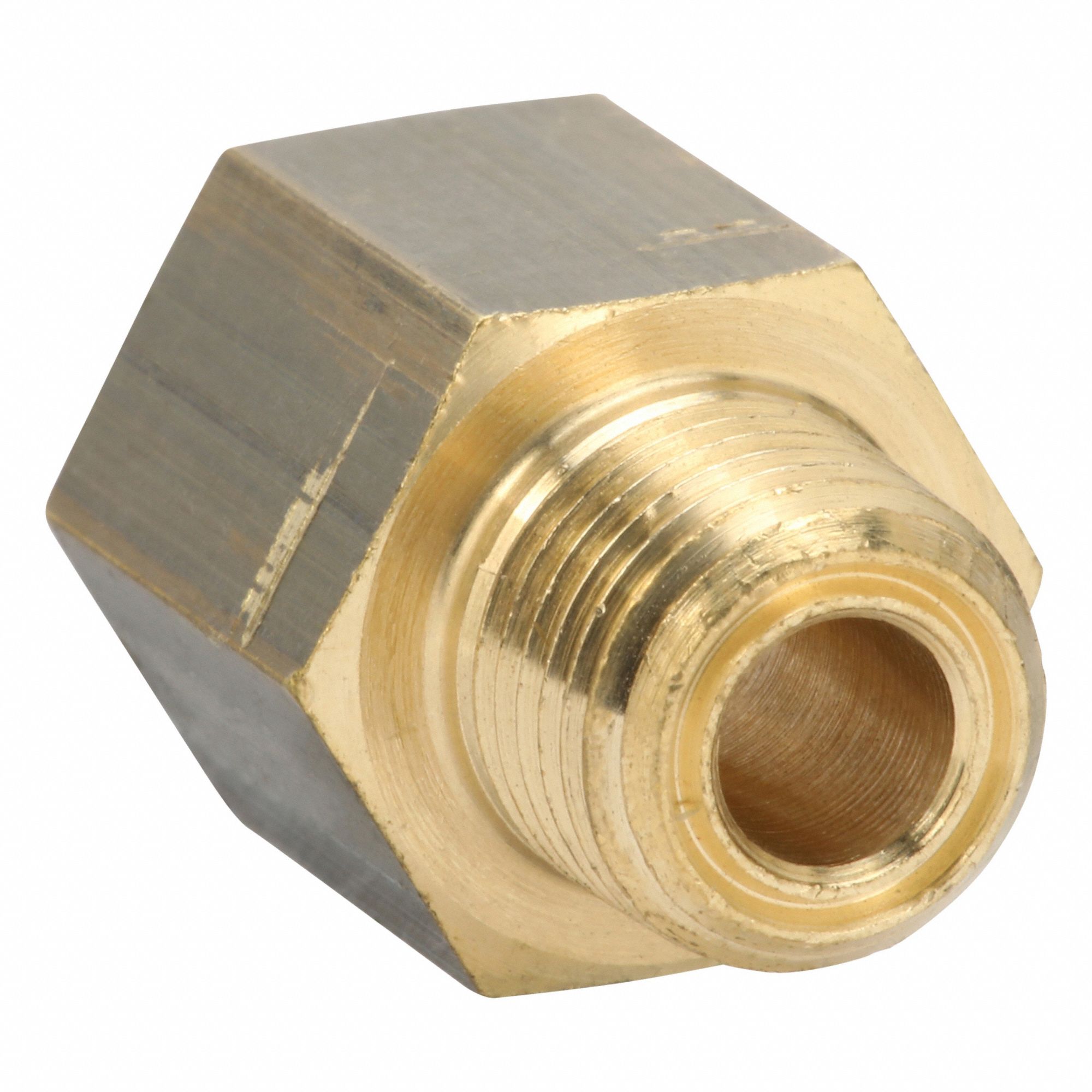 Reducing Adapter: Brass, 1/8 in x 1/8 in Fitting Pipe Size, Female BSPP x Male NPTF