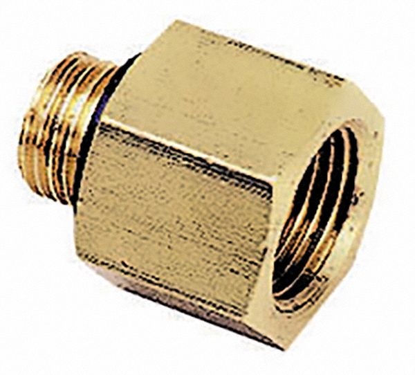 Reducing Adapter: Brass, 1/2 in x 1/4 in Fitting Pipe Size, Female BSPP x Male BSPP