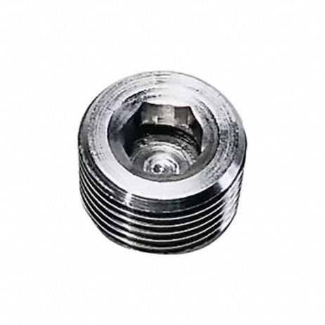 Internal Hex Head Plug: 316L Stainless Steel, 1/2 in Fitting Pipe Size, Male NPT, 1/2 in Overall Lg