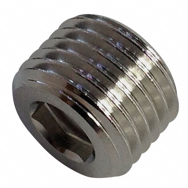 Female x Male Reducing Adapter: Nickel-Plated Brass, 1/2 in x 3/4 in Fitting Pipe Size