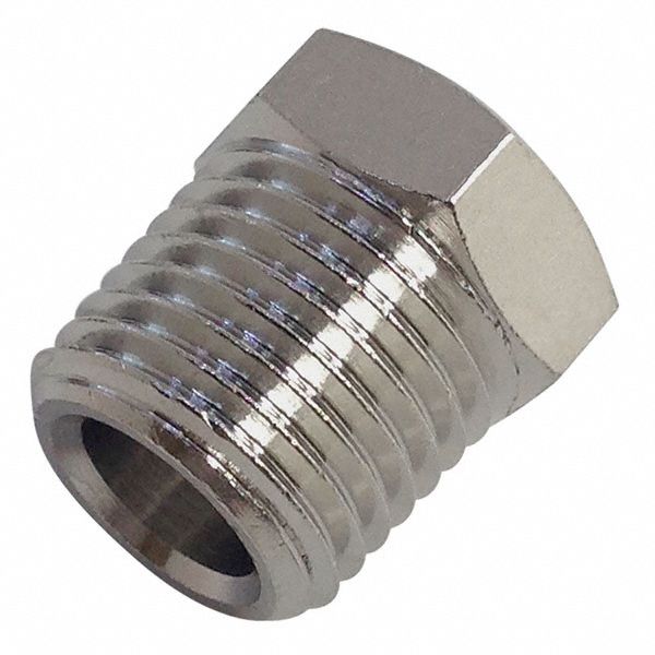 Reducing Adapter: Nickel-Plated Brass, 1/2 in x 1 in Fitting Pipe Size, Female BSPP x Male BSPT