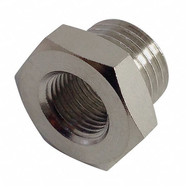 Reducing Adapter: Nickel-Plated Brass, 1/2 in x 3/4 in Fitting Pipe Size, Female BSPP x Male BSPP