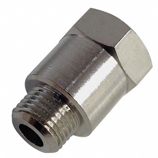 Male x Female Equal Extended Adapter: Nickel-Plated Brass, 1/4 in x 1/4 in Fitting Pipe Size