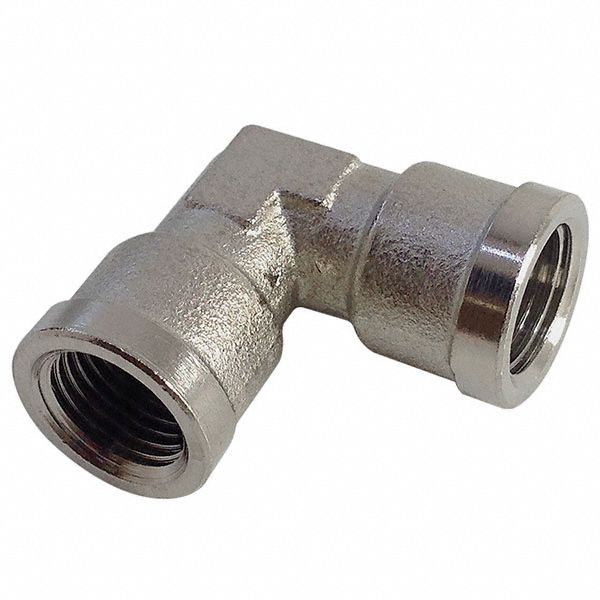 90° Elbow: Nickel-Plated Brass, 1/2 in x 1/2 in Fitting Pipe Size, Female BSPP x Female BSPP