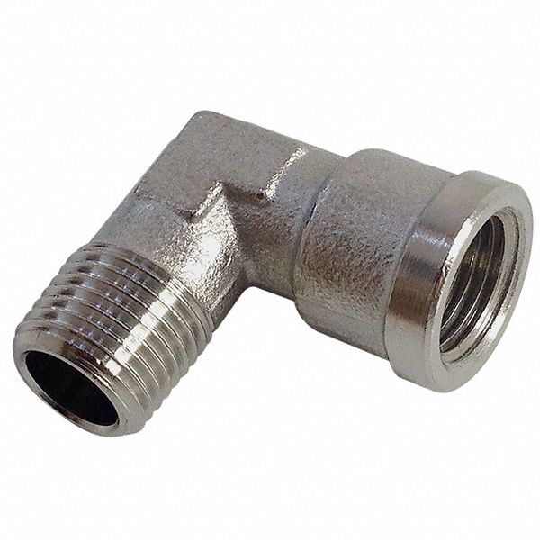 90° Street Elbow: Nickel-Plated Brass, 1 in x 1 in Fitting Pipe Size, Female BSPP x Male BSPT