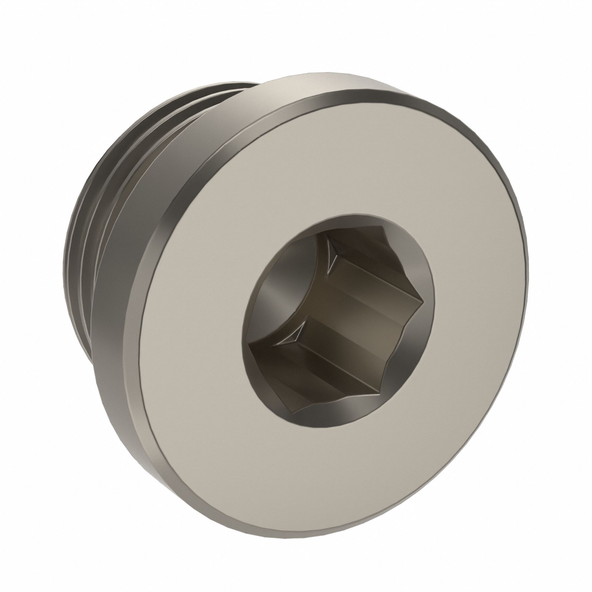 Internal Hex Head Plug: Nickel-Plated Brass, 1 in Fitting Pipe Size, Male BSPP, 11/16 in Overall Lg