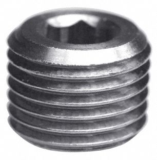 Internal Hex Head Plug: Nickel-Plated Brass, 1/2 in Fitting Pipe Size, Male BSPT, 1/2 in Overall Lg