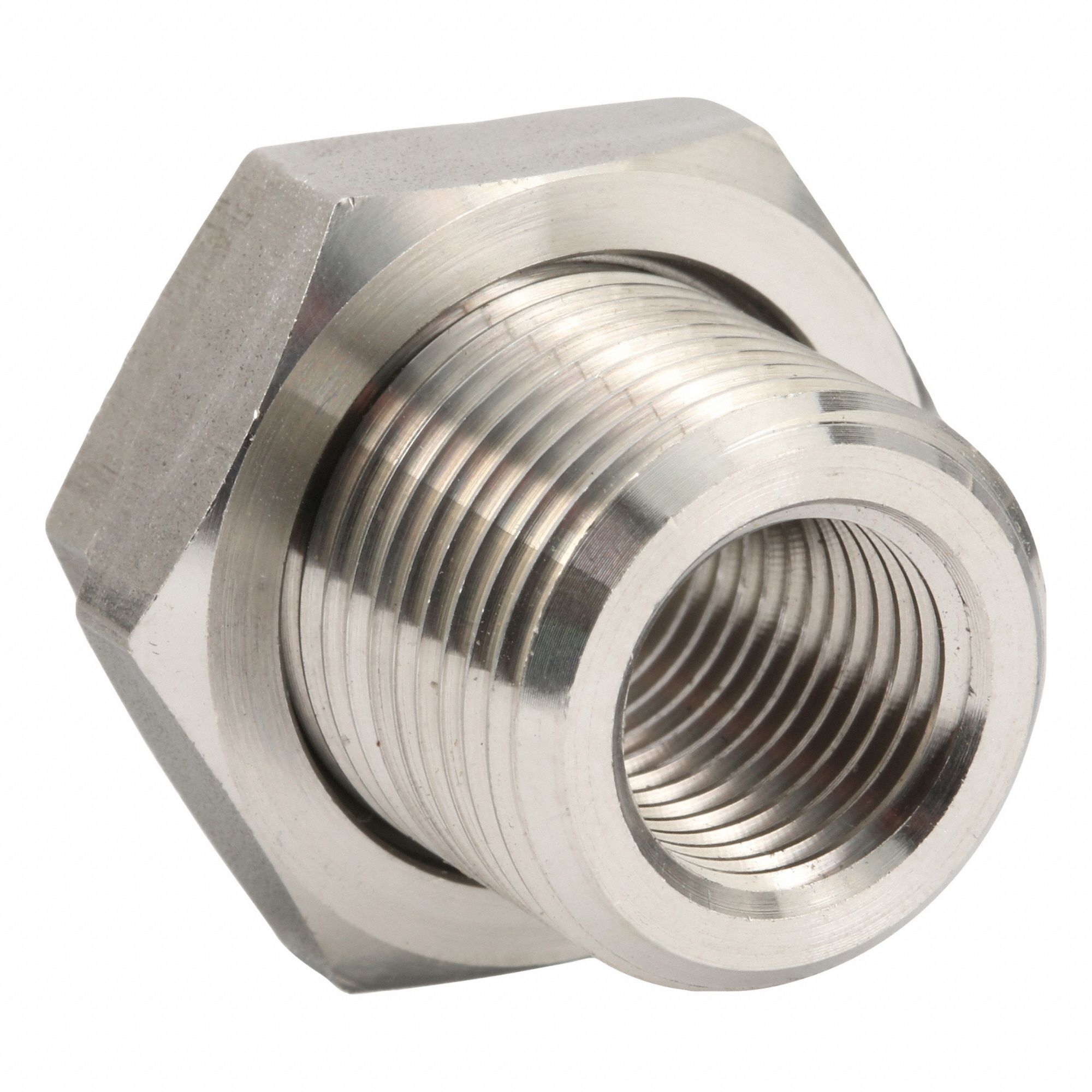Bulkhead Coupling: 316L Stainless Steel, 1/4 in x 1/4 in Fitting Pipe Size, Female BSPP x Male BSPP
