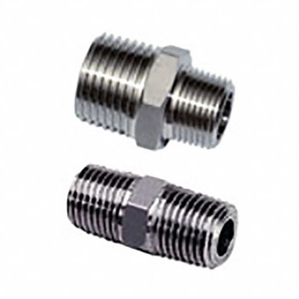 Male Adapter: 316L Stainless Steel, 1 in x 1 in Fitting Pipe Size, Male BSPT x Male BSPT