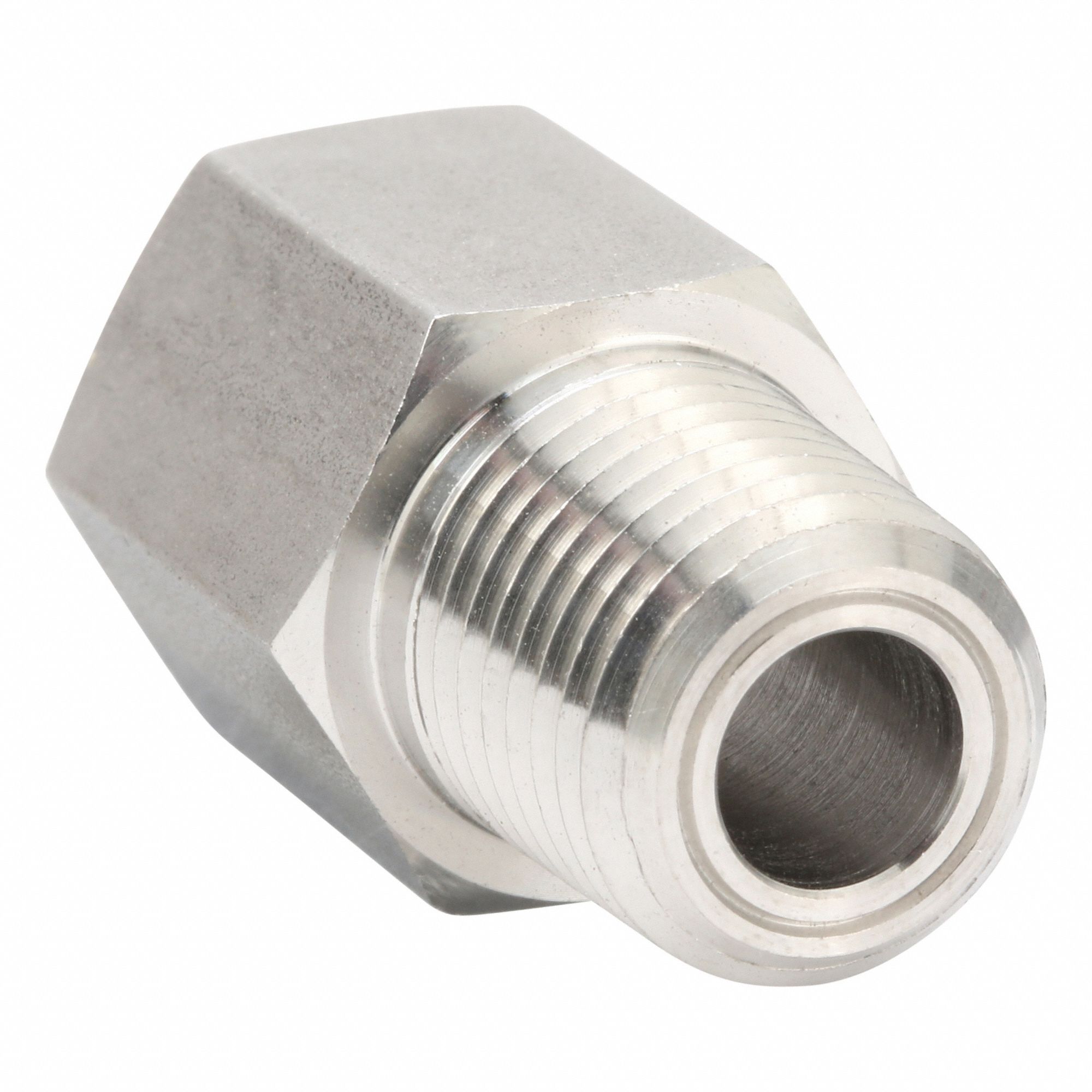 Female x Male Adapter: 316L Stainless Steel, 1/4 in x 1/4 in Fitting Pipe Size, 1 1/8 in Overall Lg