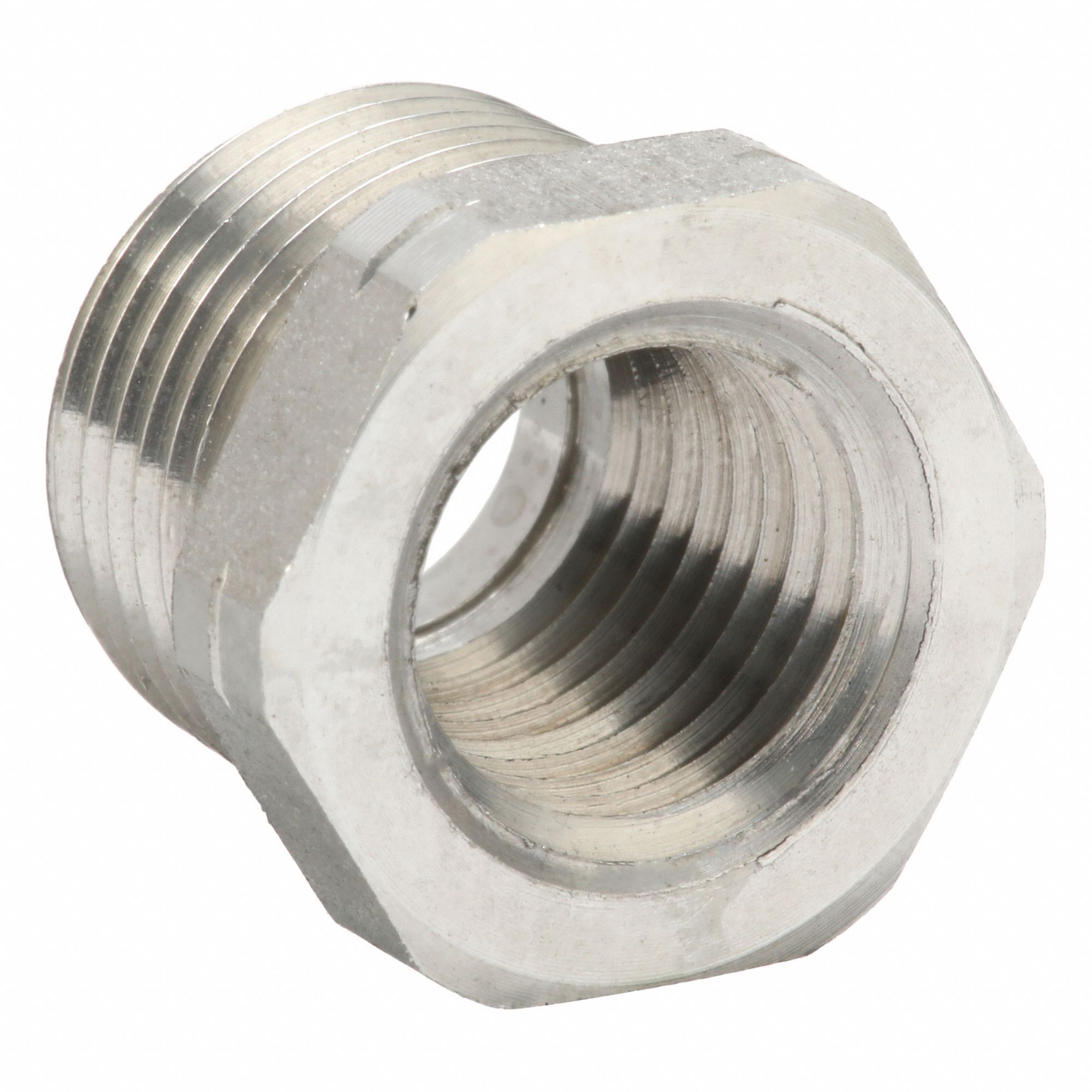 Female x Male Reducing Adapter: 316L Stainless Steel, 1/4 in x 3/8 in Fitting Pipe Size