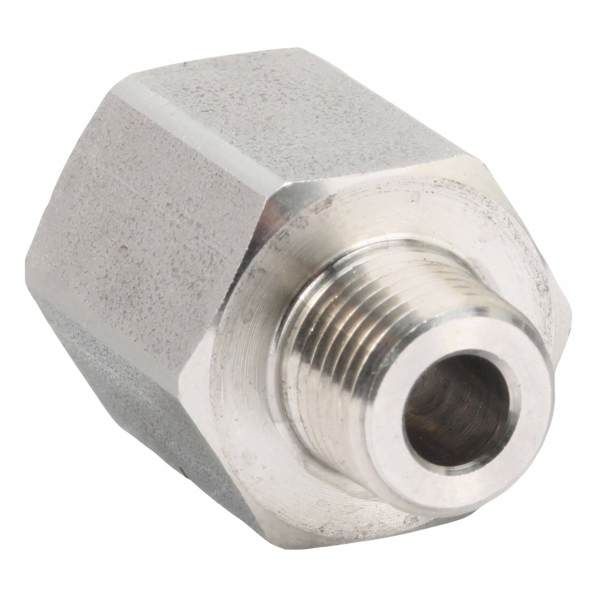 Female x Male Adapter: 316L Stainless Steel, 1/4 in x 1/8 in Fitting Pipe Size, 15/16 in Overall Lg