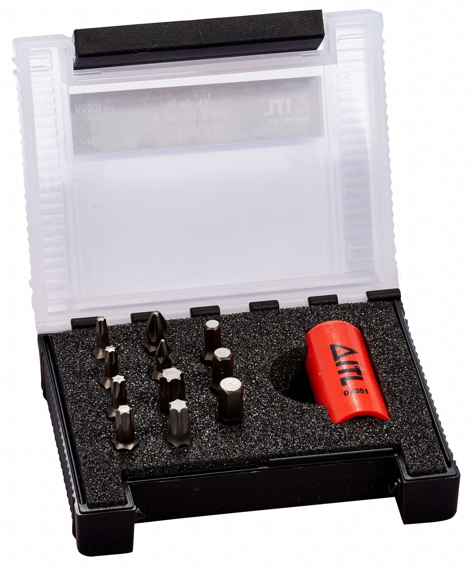 Socket Bit Set: 1 - 25 Pieces, 1/4 in Drive Size, 12 Pieces, 4 in Overall Lg, Replaceable Insert