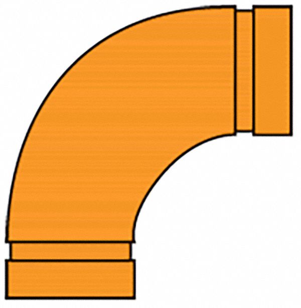 90° Elbow: Ductile Iron, 3 in x 3 in Fitting Pipe Size, Grooved, Class 150, Orange