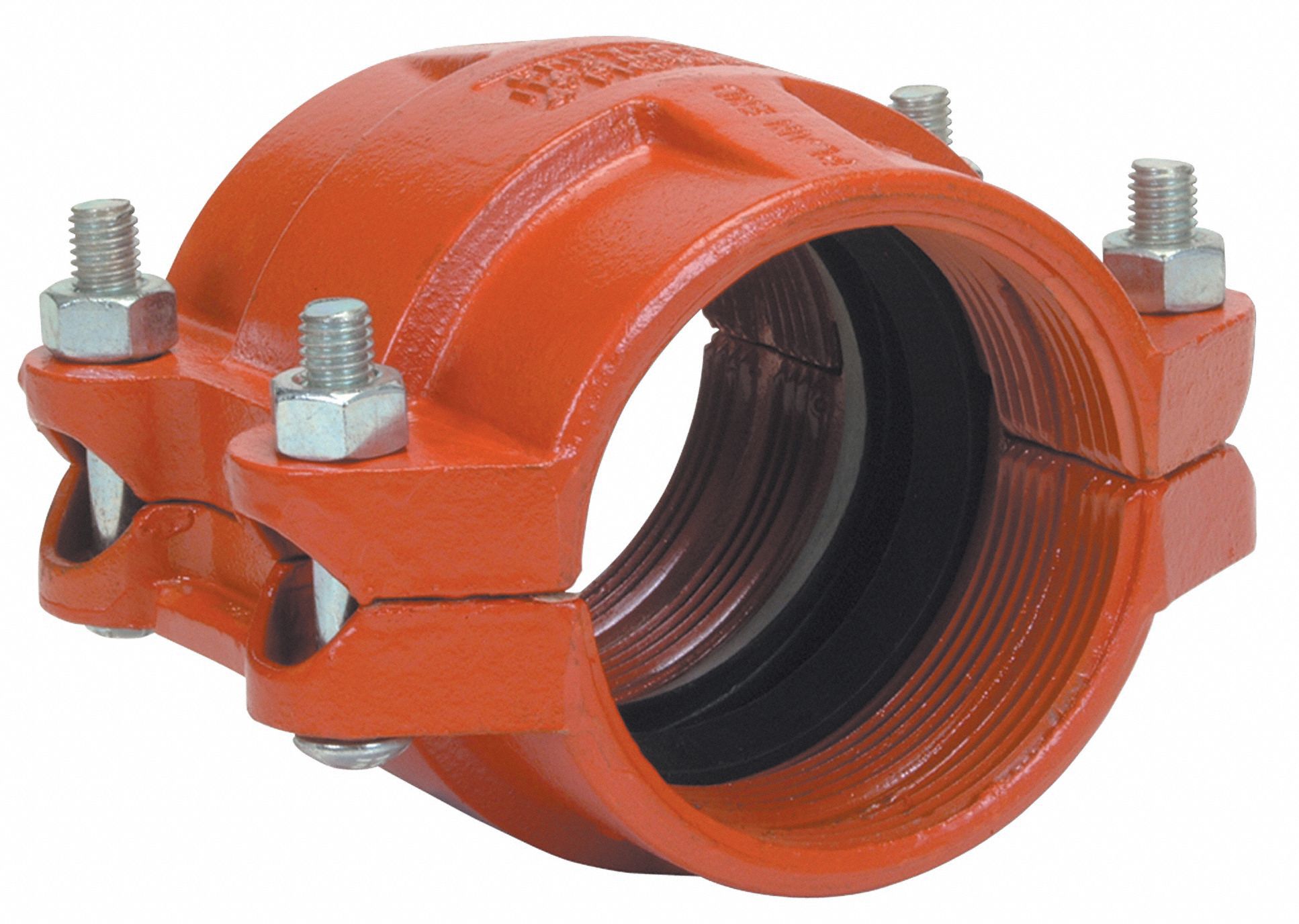 HDPE Coupling: Ductile Iron, 4 in x 4 in Fitting Pipe Size, Grooved, Class 150, EPDM Seal