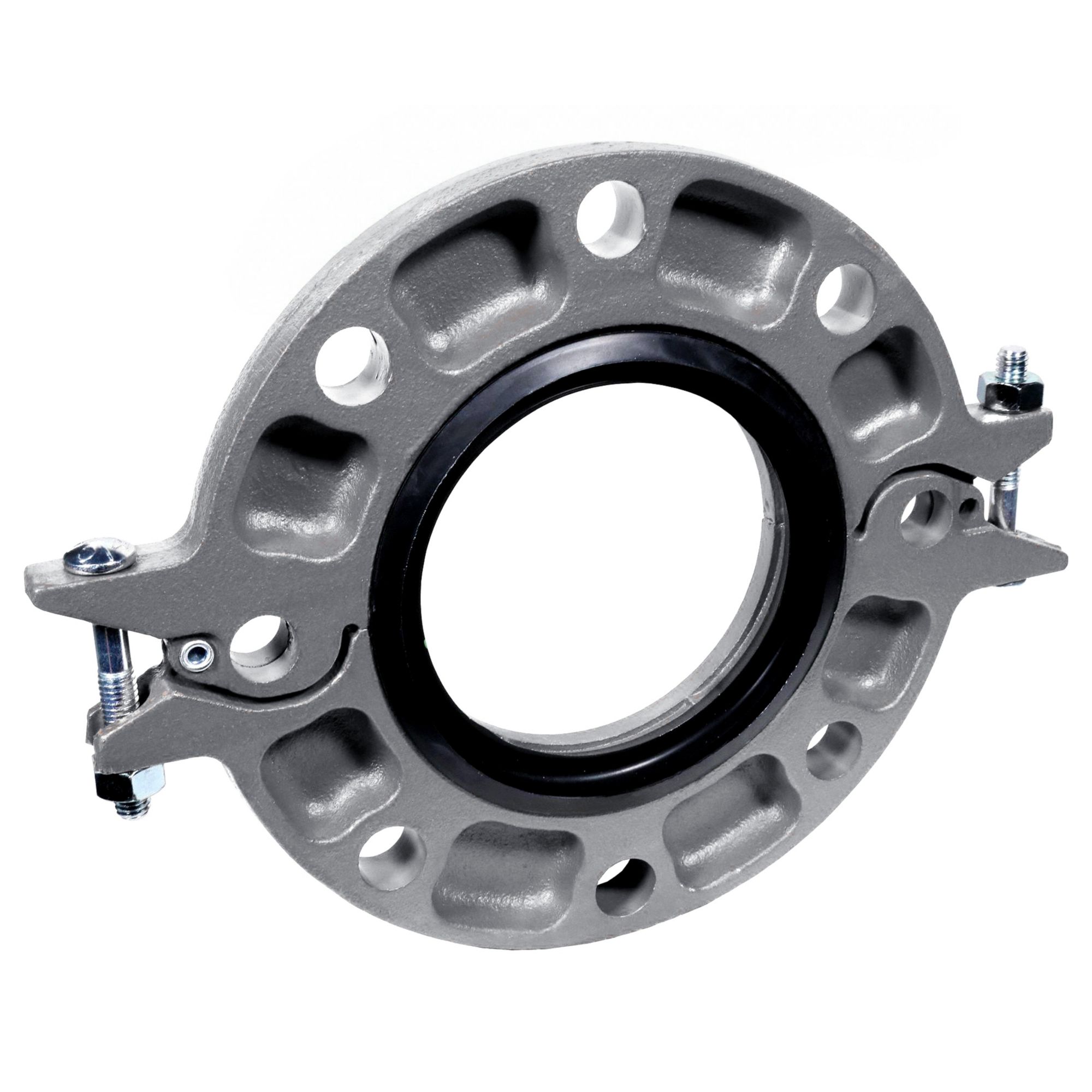 Pipe Flange: Zinc Plated Ductile Iron, 4 in Fitting Pipe Size, Grooved