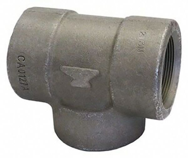 Reducing Tee: Forged Steel, 1 1/2 in x 1 1/2 in x 1 1/4 in Fitting Pipe Size, Class 3000