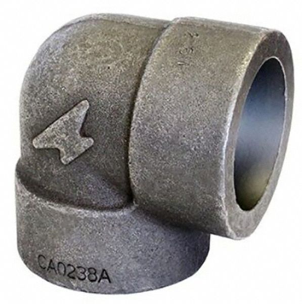 90° Elbow: Forged Steel, 1 1/2 in x 1 1/2 in Fitting Pipe Size, Class 6000, Socket