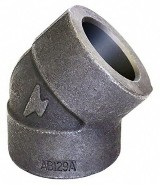 45° Elbow: Forged Steel, 1 1/2 in x 1 1/2 in Fitting Pipe Size, Class 6000, Socket