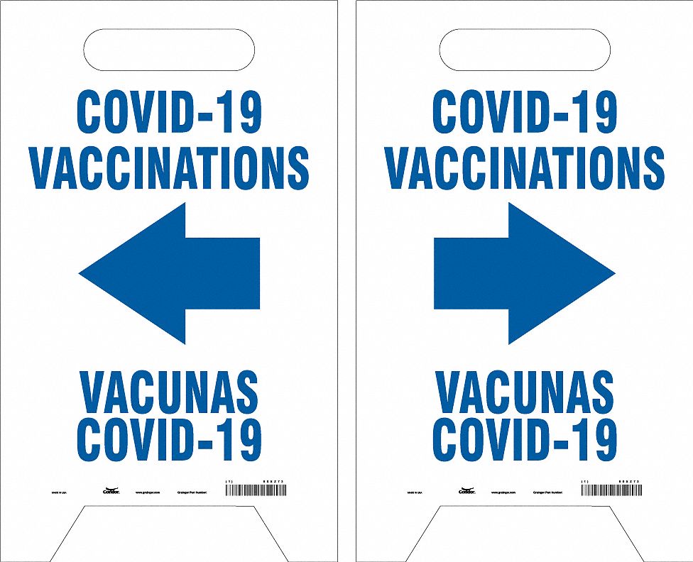 Floor Sign: Plastic, White, Not Retroreflective, 20 in Ht, 12 in Wd, English/Spanish