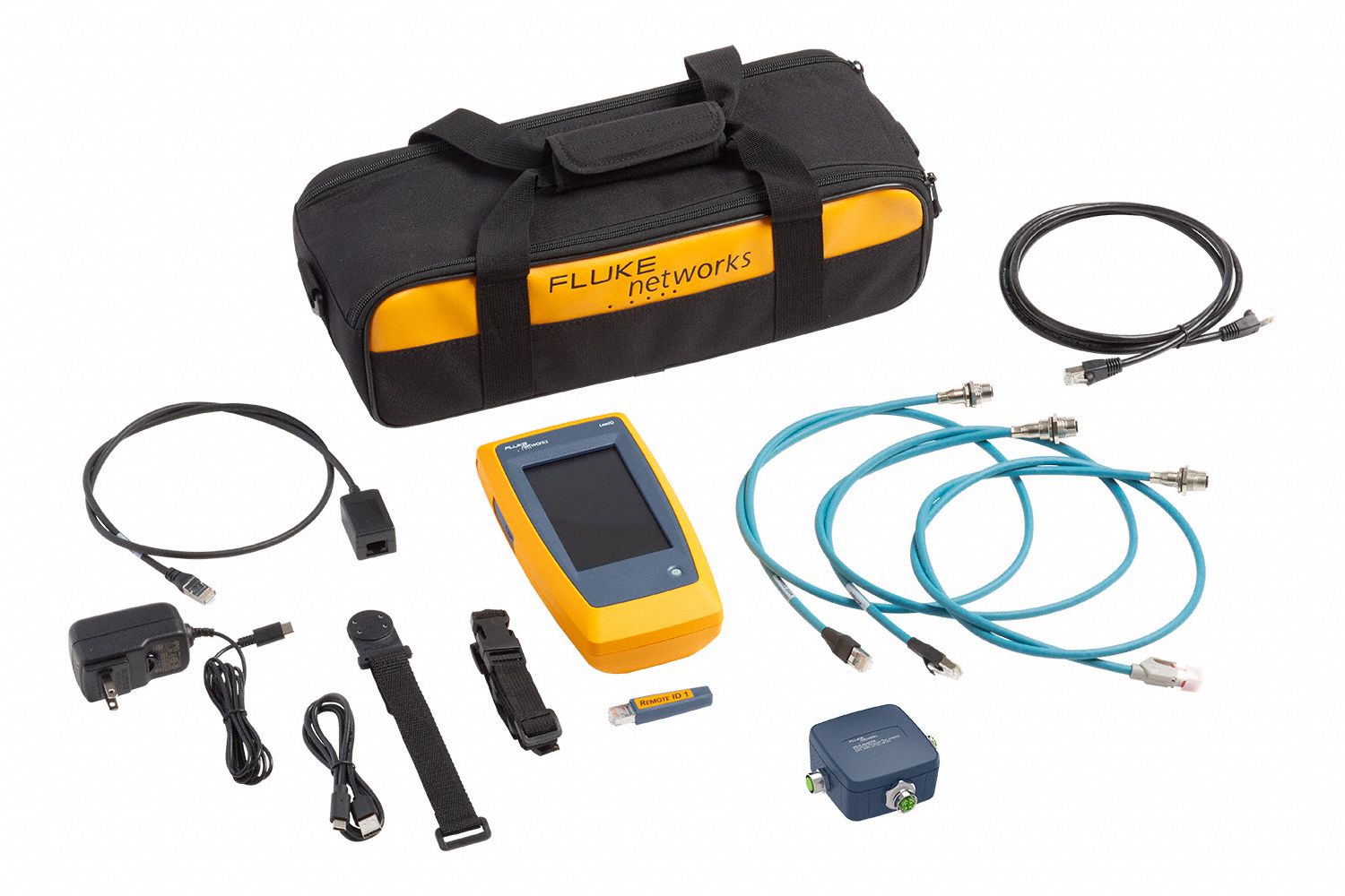 FLUKE NETWORKS, Tester/Probe/1 Remote ID/Patch Cord/Case, LIQ100IE