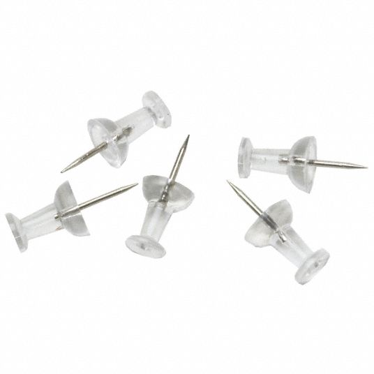 Clear Push Pins, Plastic, Clear, 0.38, 400/Pack | Bundle of 10 Packs