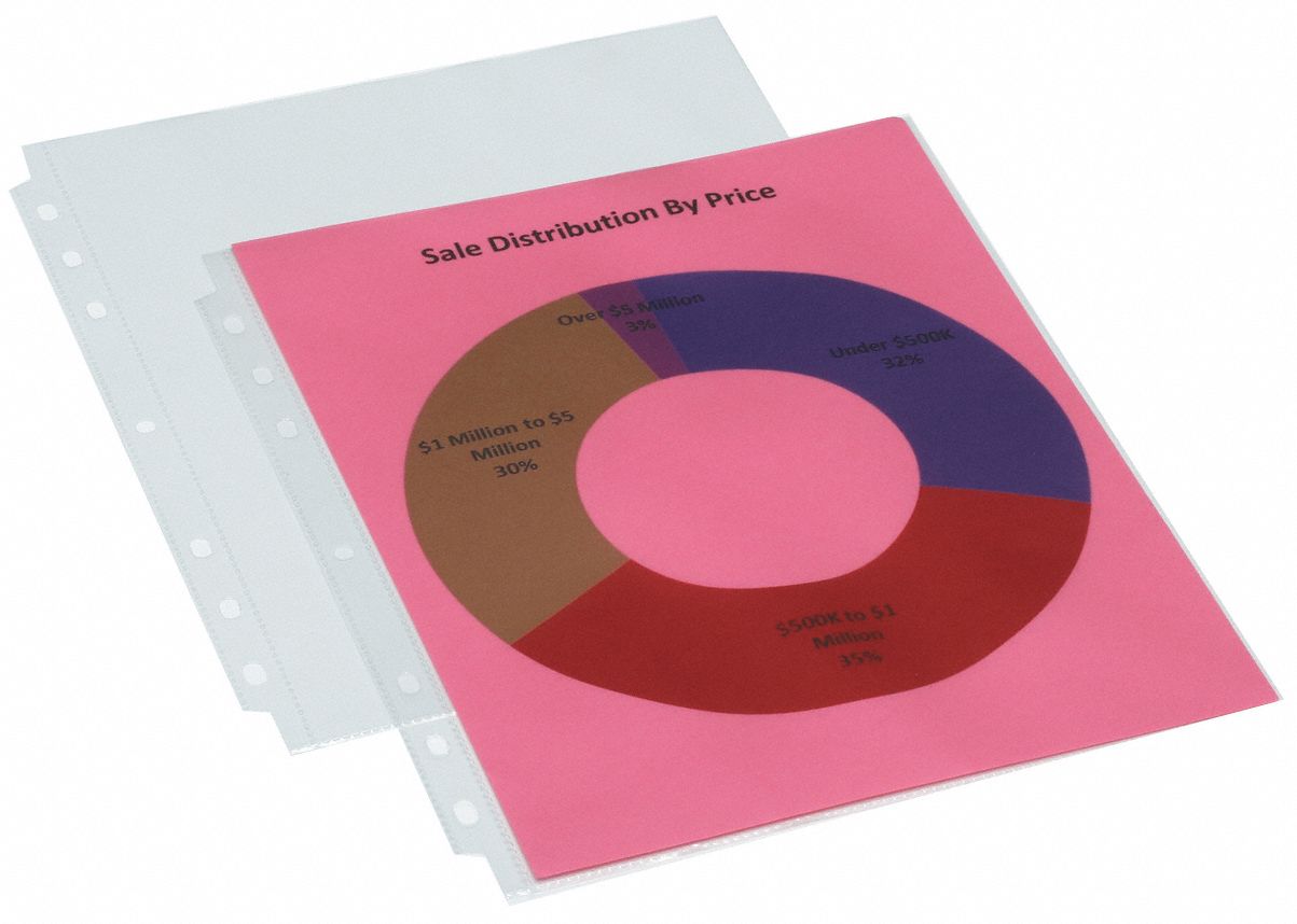 Sheet Protector: 0 Tabs, 8 1/2 in Overall Wd, 11 in Overall Ht, Polypropylene, 50 PK