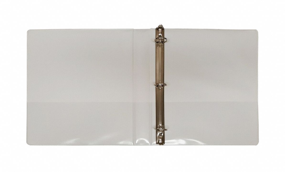 Ring Binder: 1 in Ring Size, Round, 175 Sheet Capacity, Plain, Vinyl, White