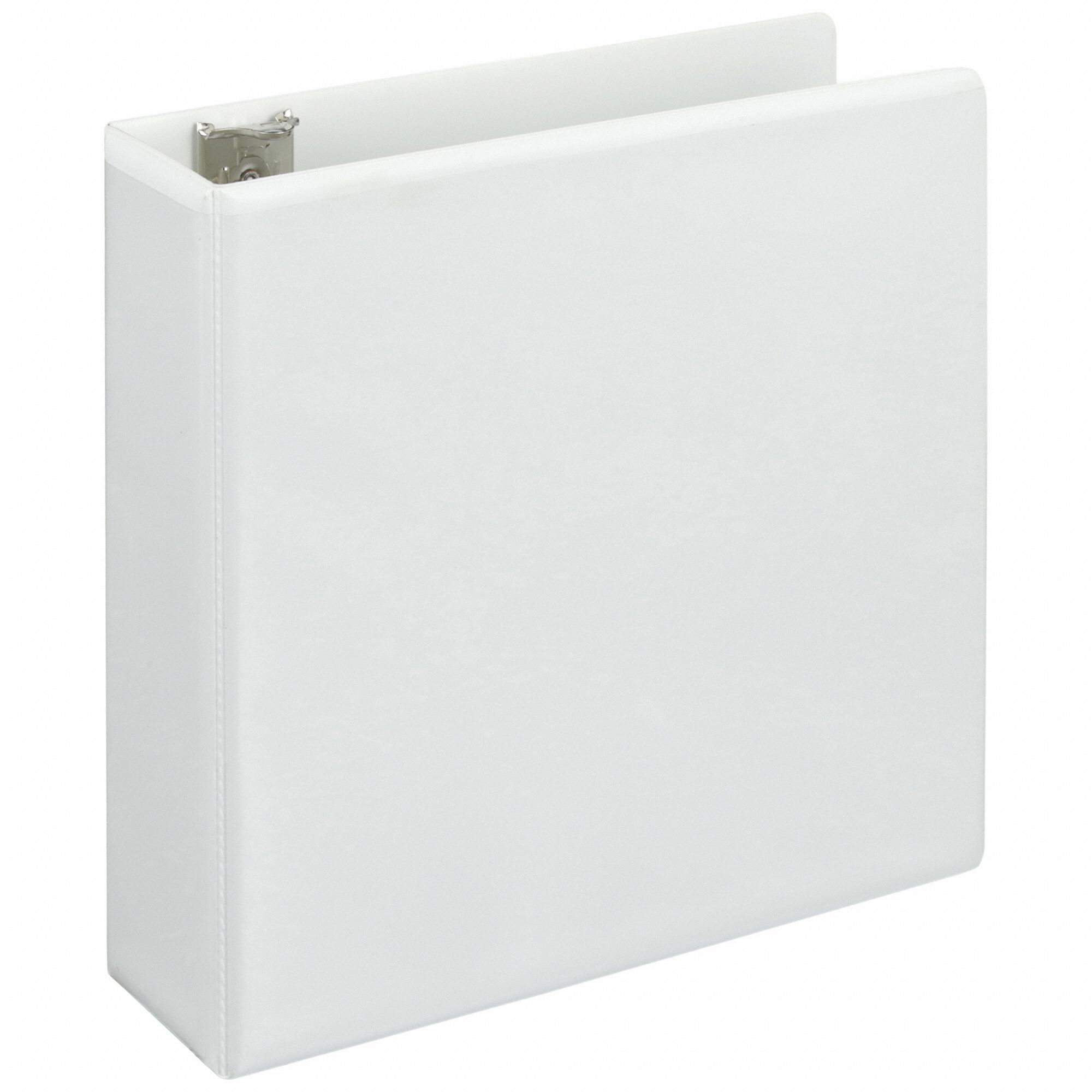 Ring Binder: 2 1/2 in Ring Size, Slant D-Ring, 575 Sheet Capacity, Plain, Vinyl, White