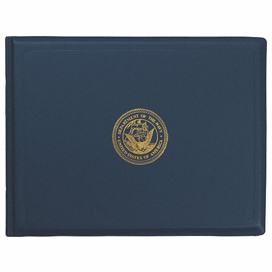 SKILCRAFT Award Certificate Binder 8 1/2 x 11 Navy Seal Blue/Gold