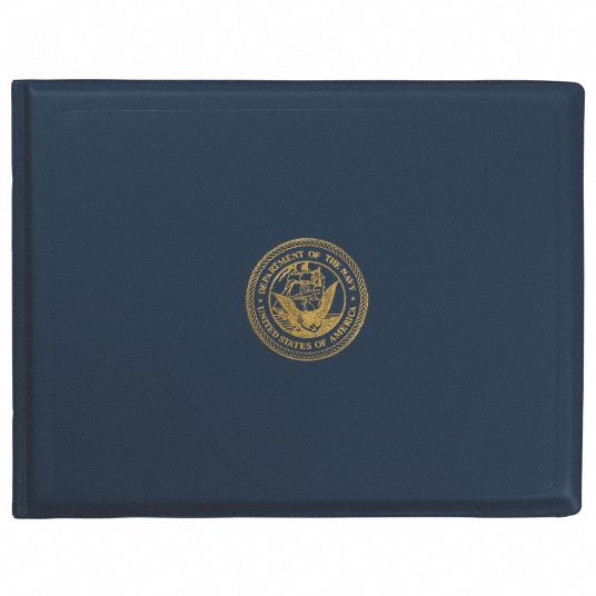 SKILCRAFT Award Certificate Binder 8 1/2 x 11 Navy Seal Blue/Gold