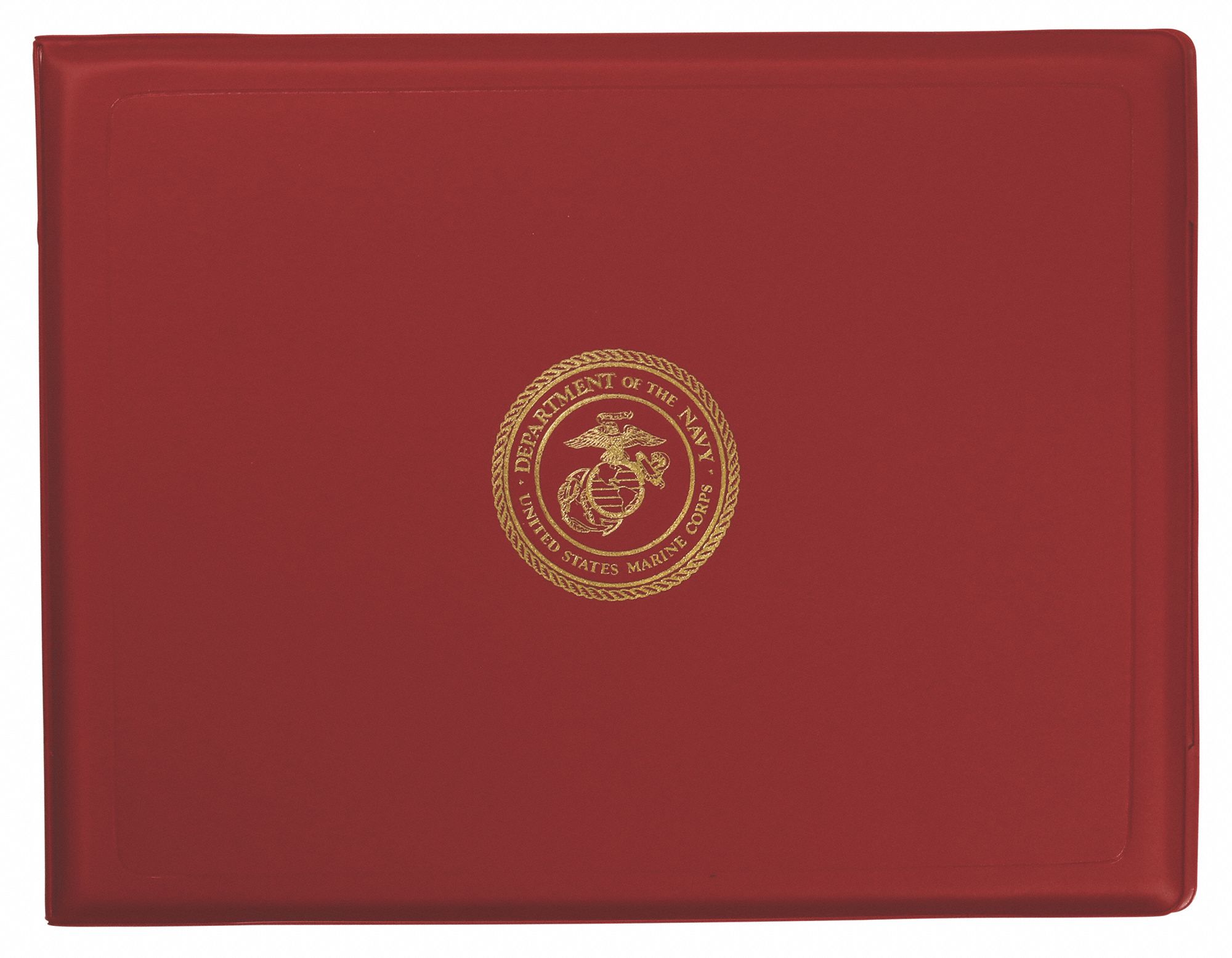 SKILCRAFT Award Certificate Binder with Gold Marine Crops Seal, Red