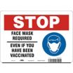 Stop: Face Mask Required Even If You Have Been Vaccinated Signs