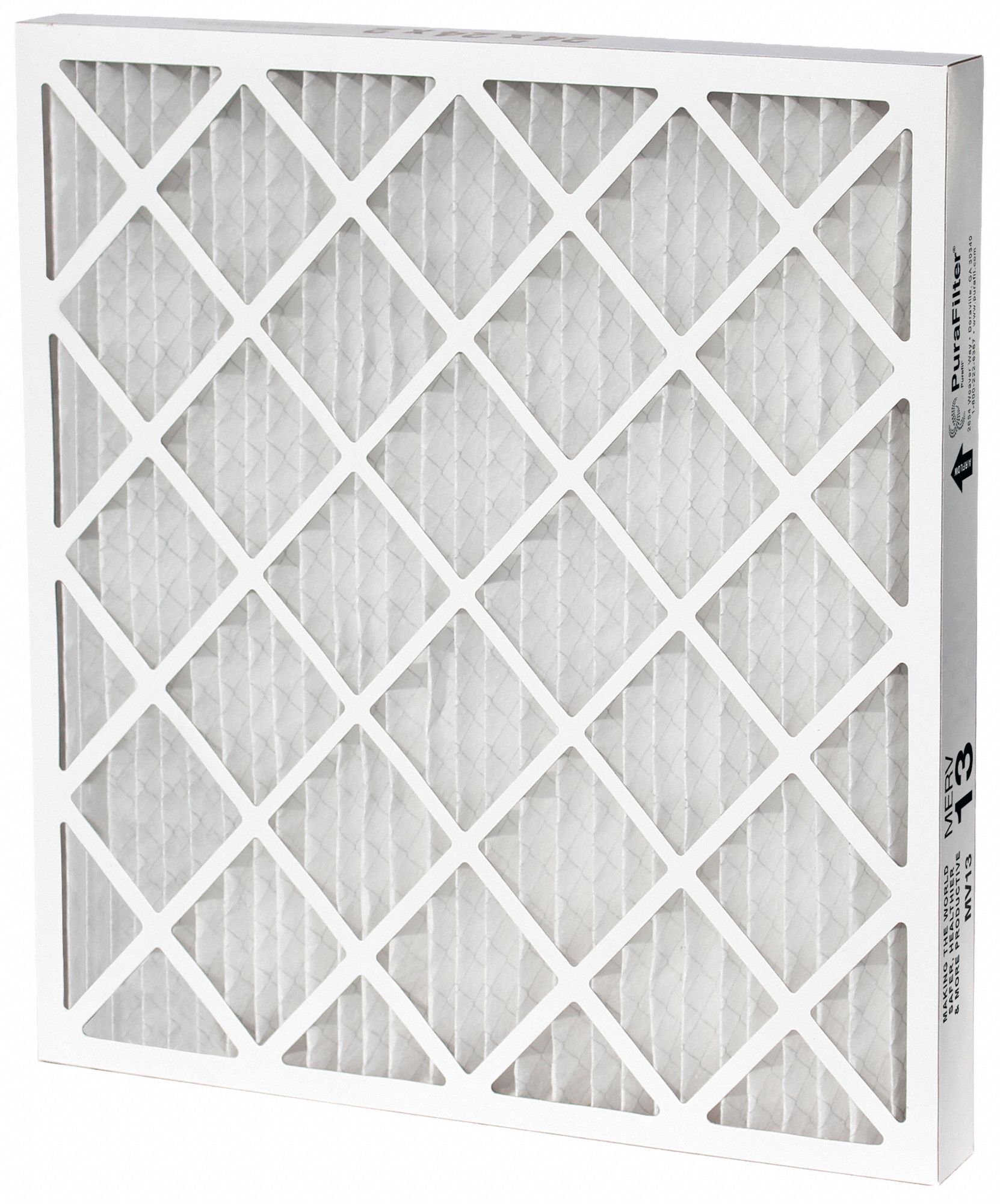 PURAFILTER, 20x20x1, MERV 13, Pleated Air Filter - 60YP49