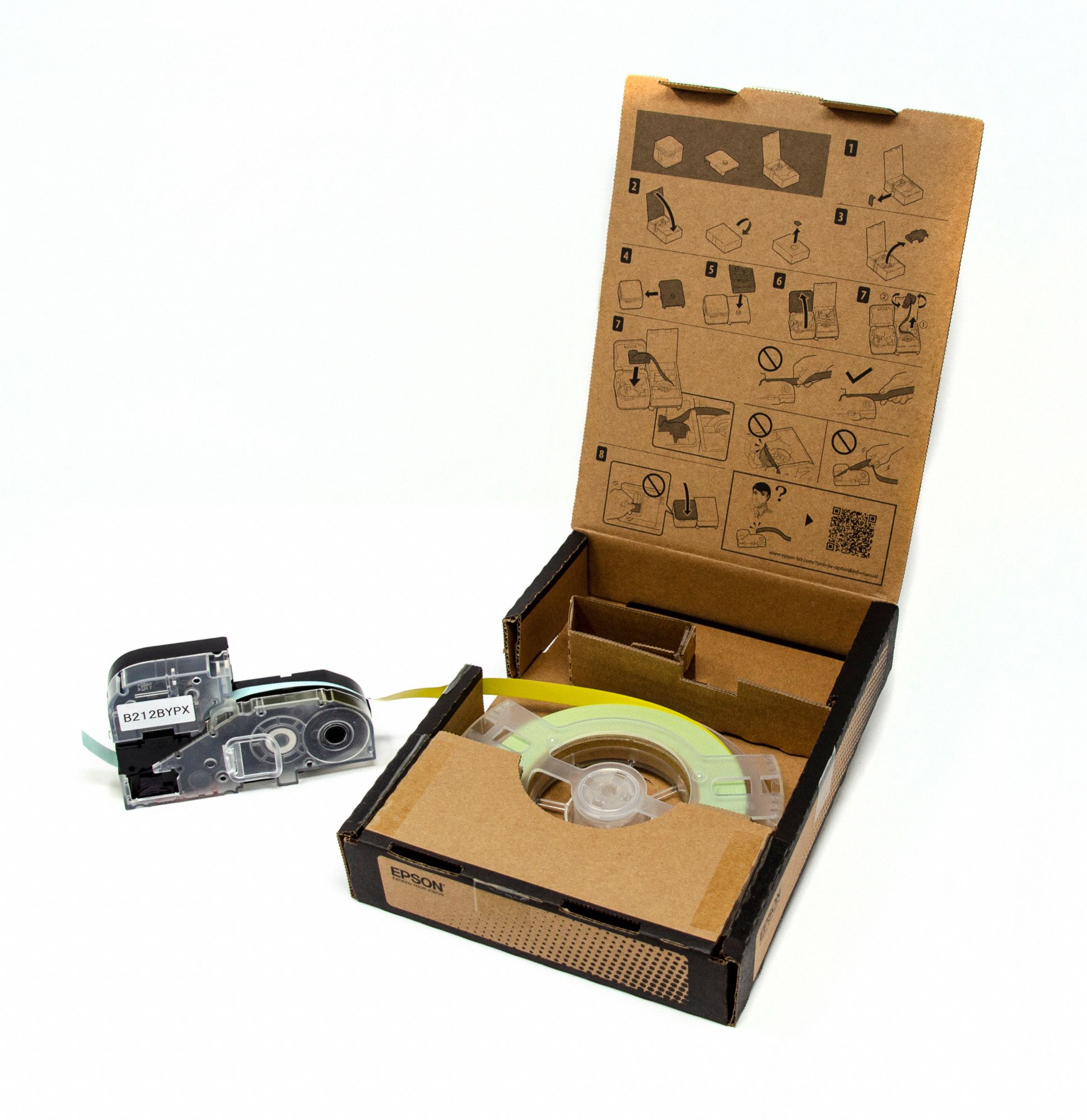 ETIQUETTE VRAC,12 MM X 45 M,NOIR/JAUNE