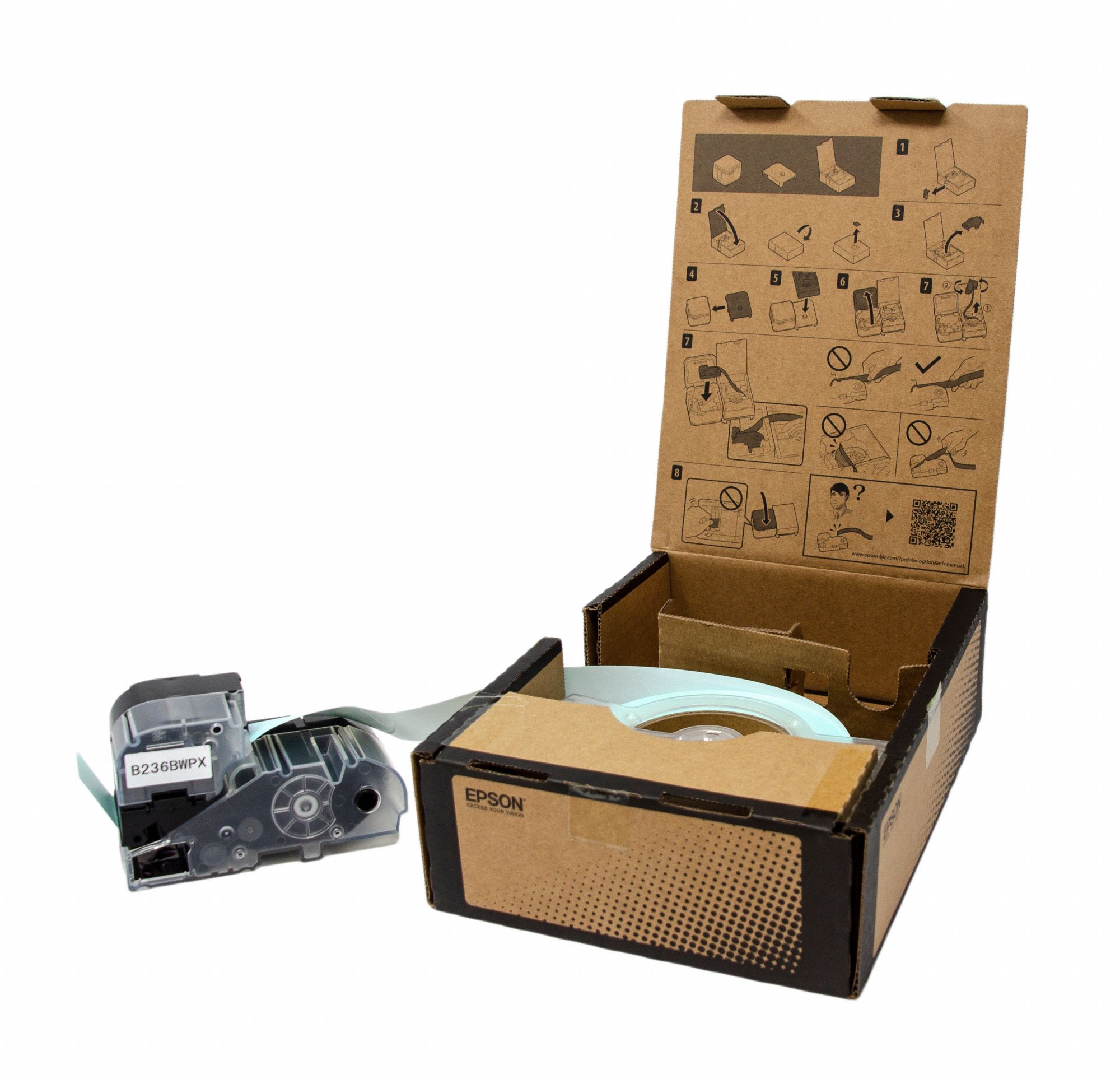 ETIQUETTE VRAC,36 MM X 45 M,NOIR/BLANC