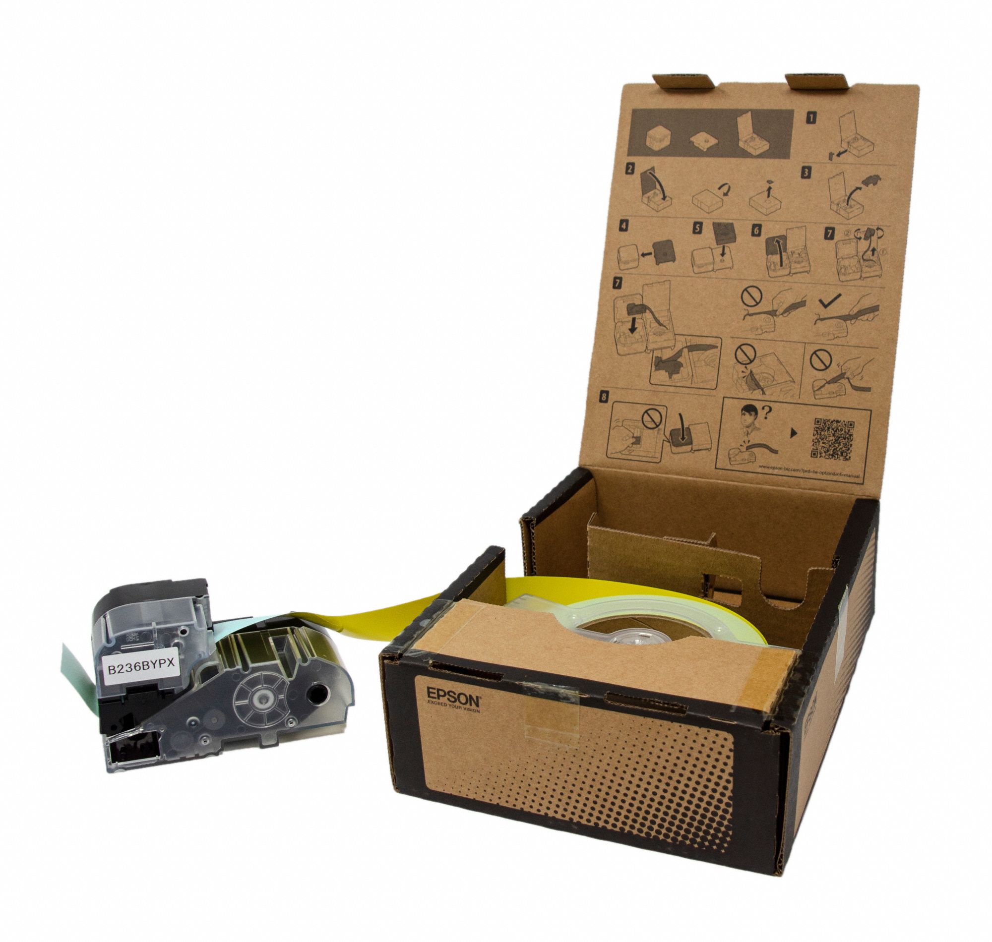 ETIQUETTE VRAC,36 MM X 45 M,NOIR/JAUNE