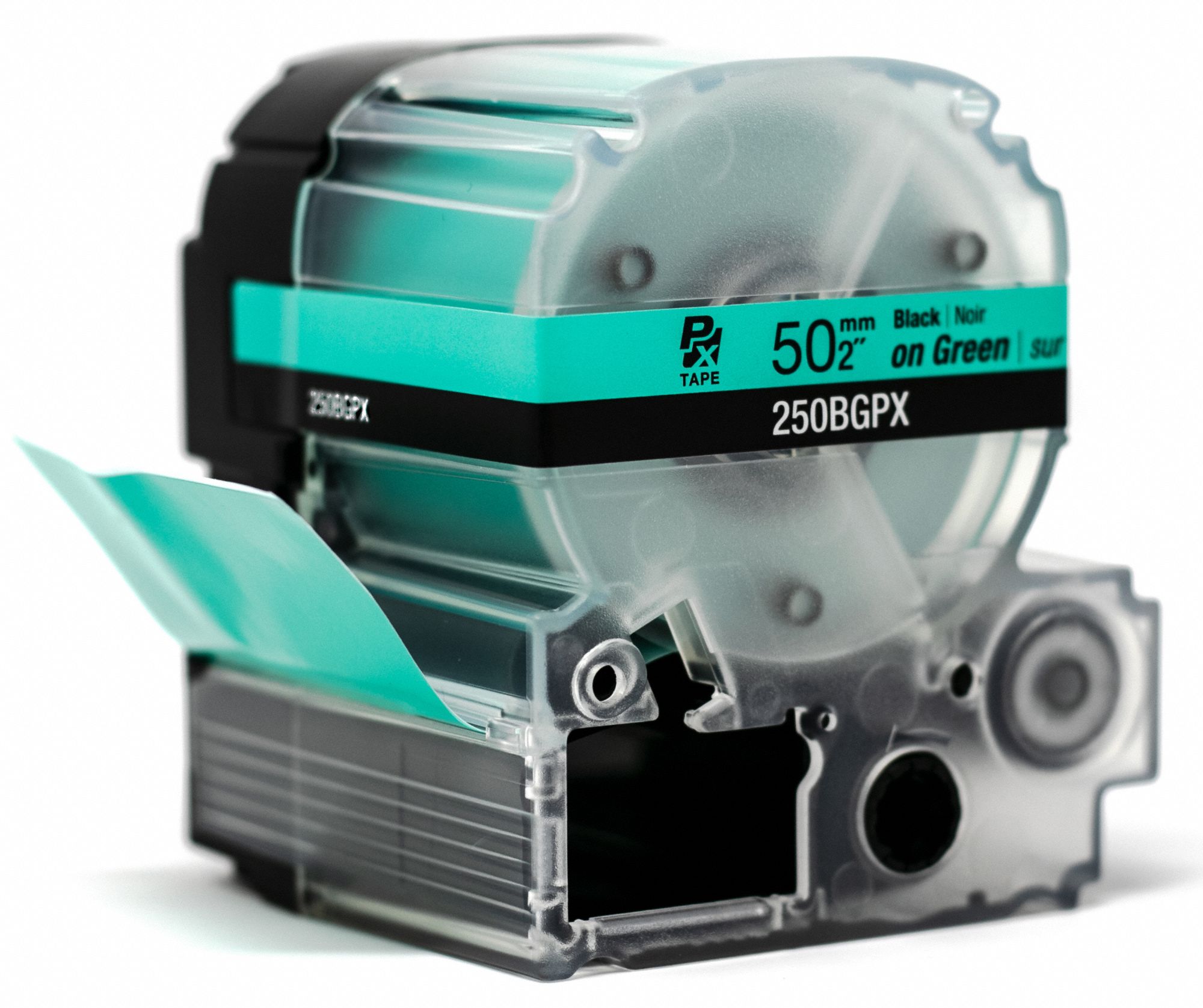 Combined Label and Ribbon Cartridge: 2 in x 26 ft, PET, Green (Gloss), Indoor/Outdoor