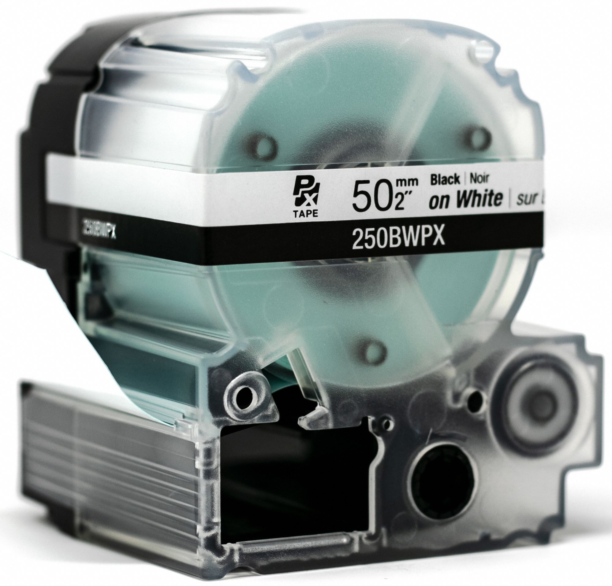 Combined Label and Ribbon Cartridge: 2 in x 26 ft, PET, White (Gloss), Indoor/Outdoor