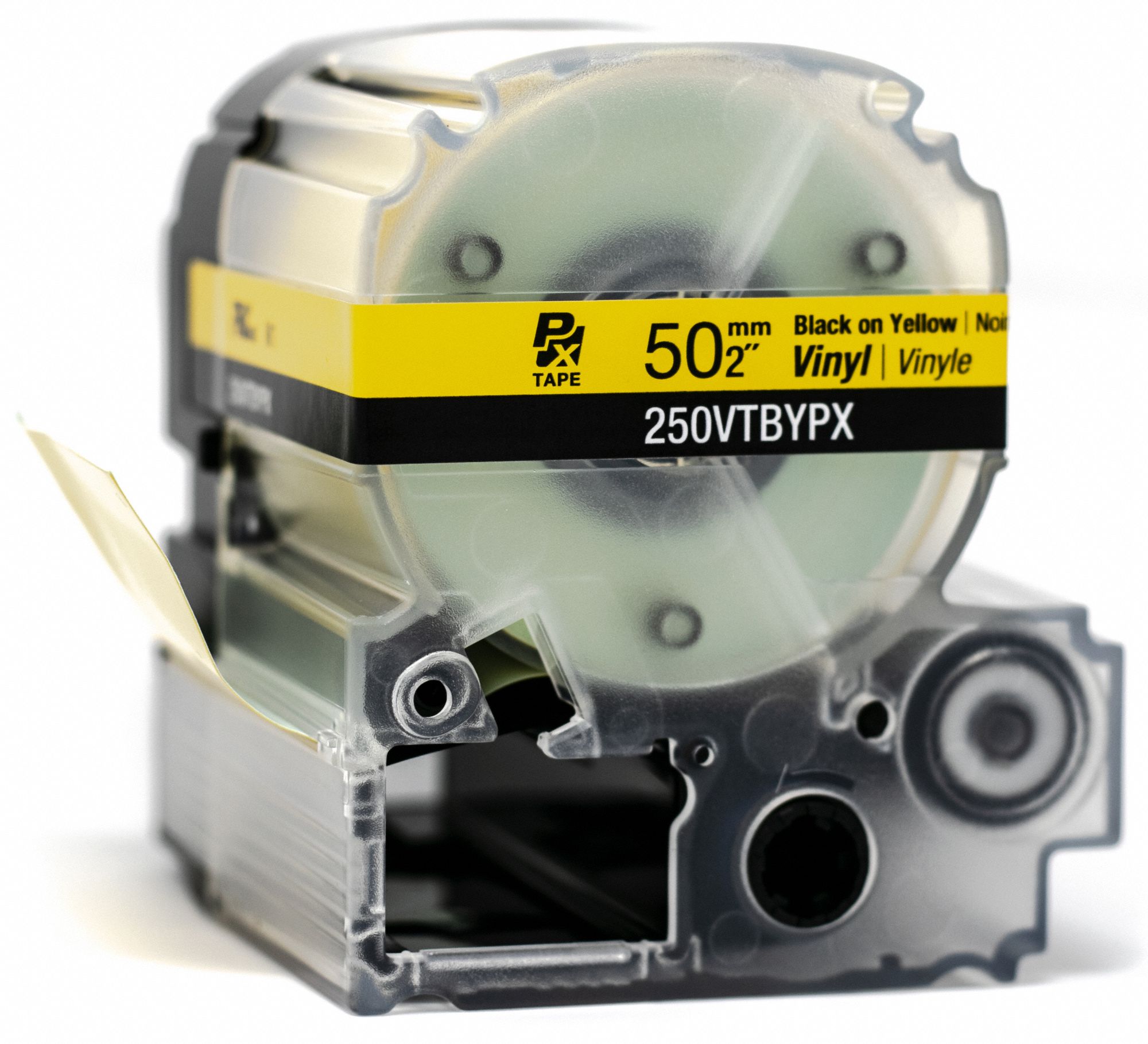 Combined Label and Ribbon Cartridge: 2 in x 22 ft, Vinyl, Yellow (Matte), Indoor/Outdoor