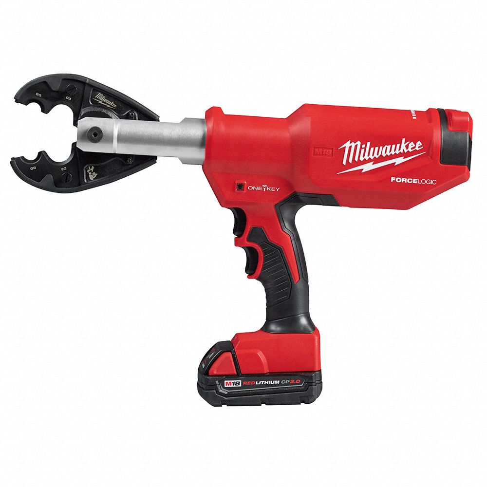 MILWAUKEE Cordless Crimping Tool Kit: 6 ton Max. Crimping Force, Dies ...