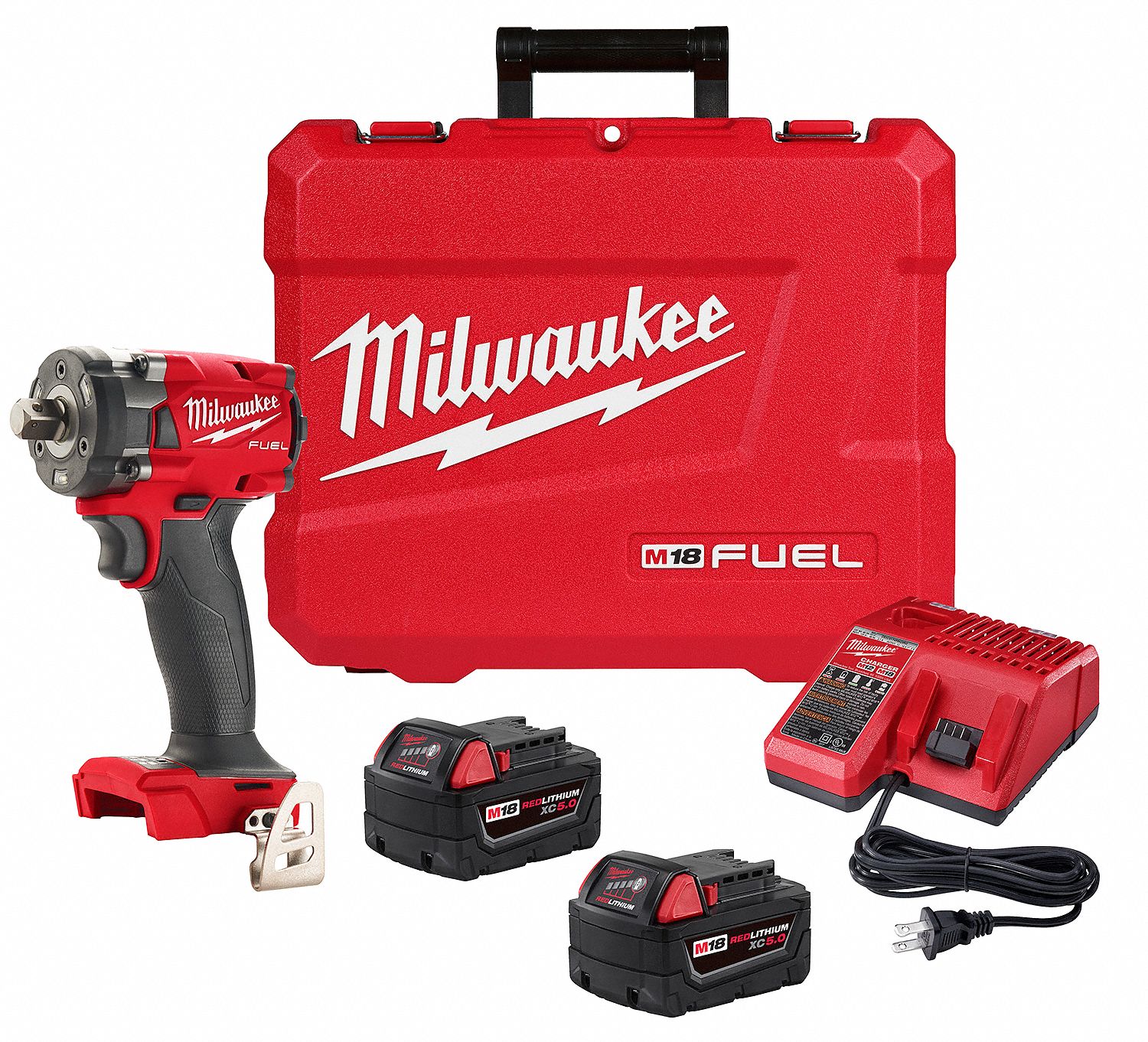 MILWAUKEE Cordless, Impact Wrench Kit, 18V DC, 250 ftlb Breakaway