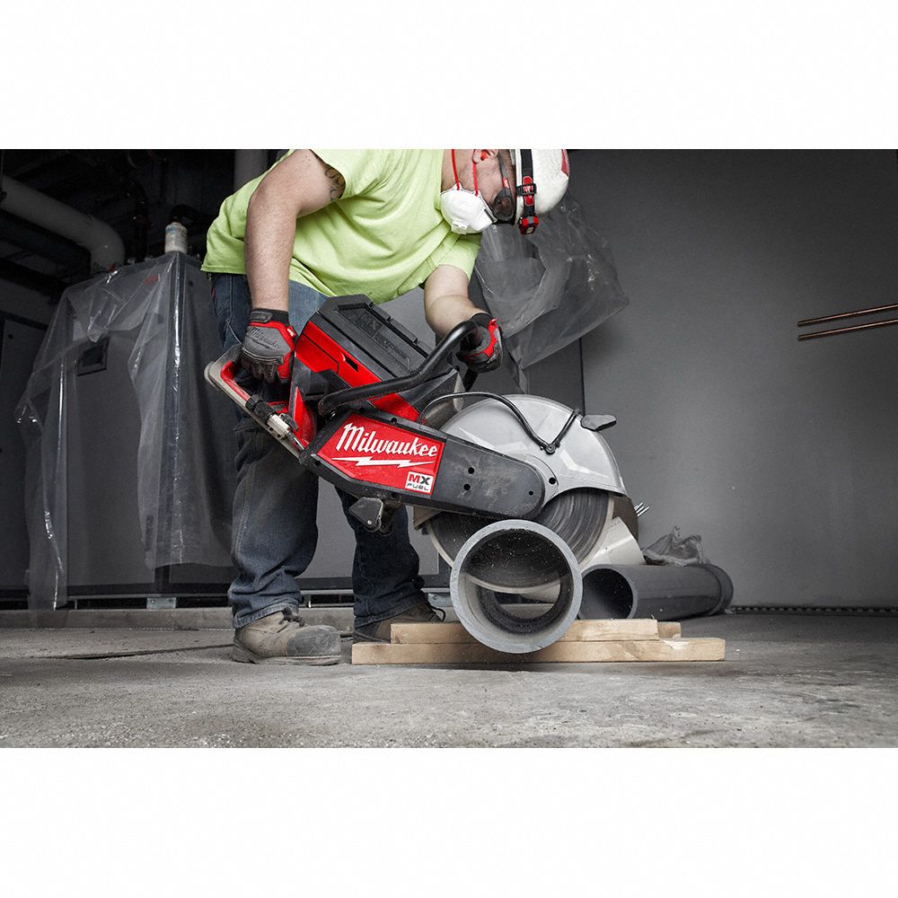MILWAUKEE Handheld Concrete Saw 14 in Blade Dia., Wet/Dry, 5 in Max
