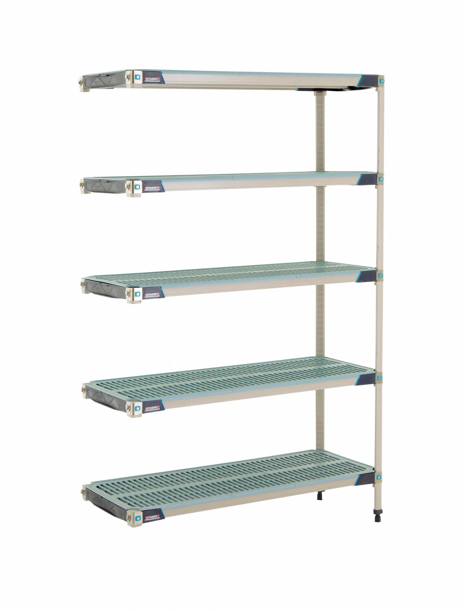 Plastic Industrial Shelving: 18 in x 48 in, 74 in Overall Ht, 5 Shelves, Antimicrobial