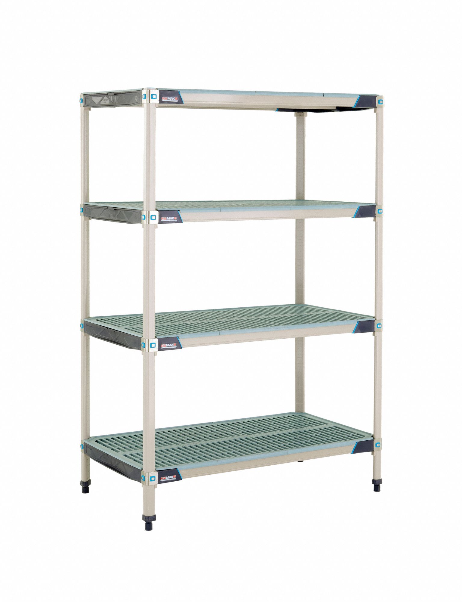 Plastic Industrial Shelving: 24 in x 42 in, 62 in Overall Ht, 4 Shelves, Antimicrobial