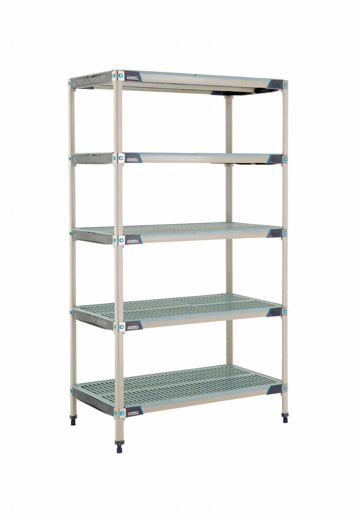 Plastic Industrial Shelving: 24 in x 42 in, 74 in Overall Ht, 5 Shelves, Antimicrobial