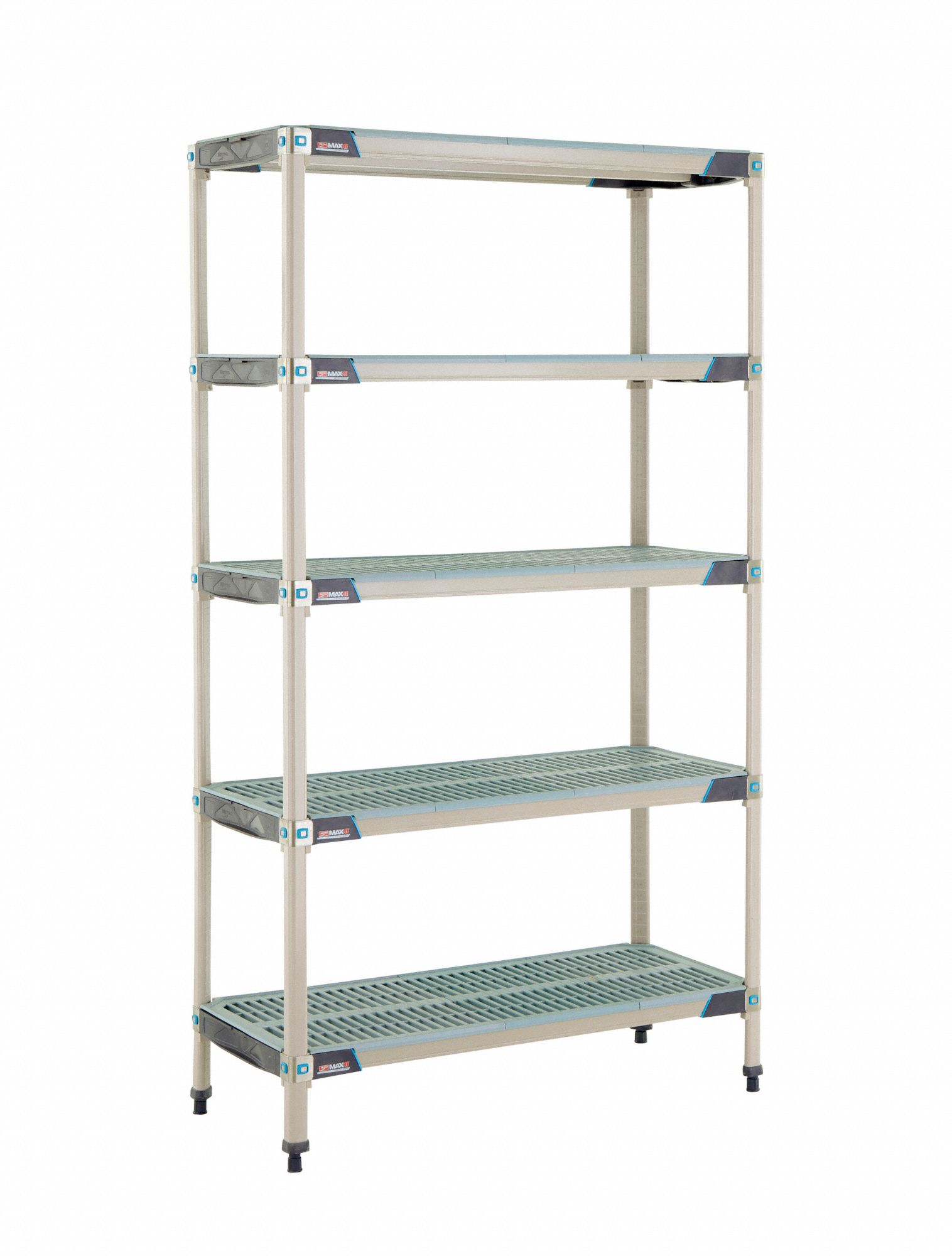 Plastic Industrial Shelving: 18 in x 42 in, 74 in Overall Ht, 5 Shelves, Antimicrobial