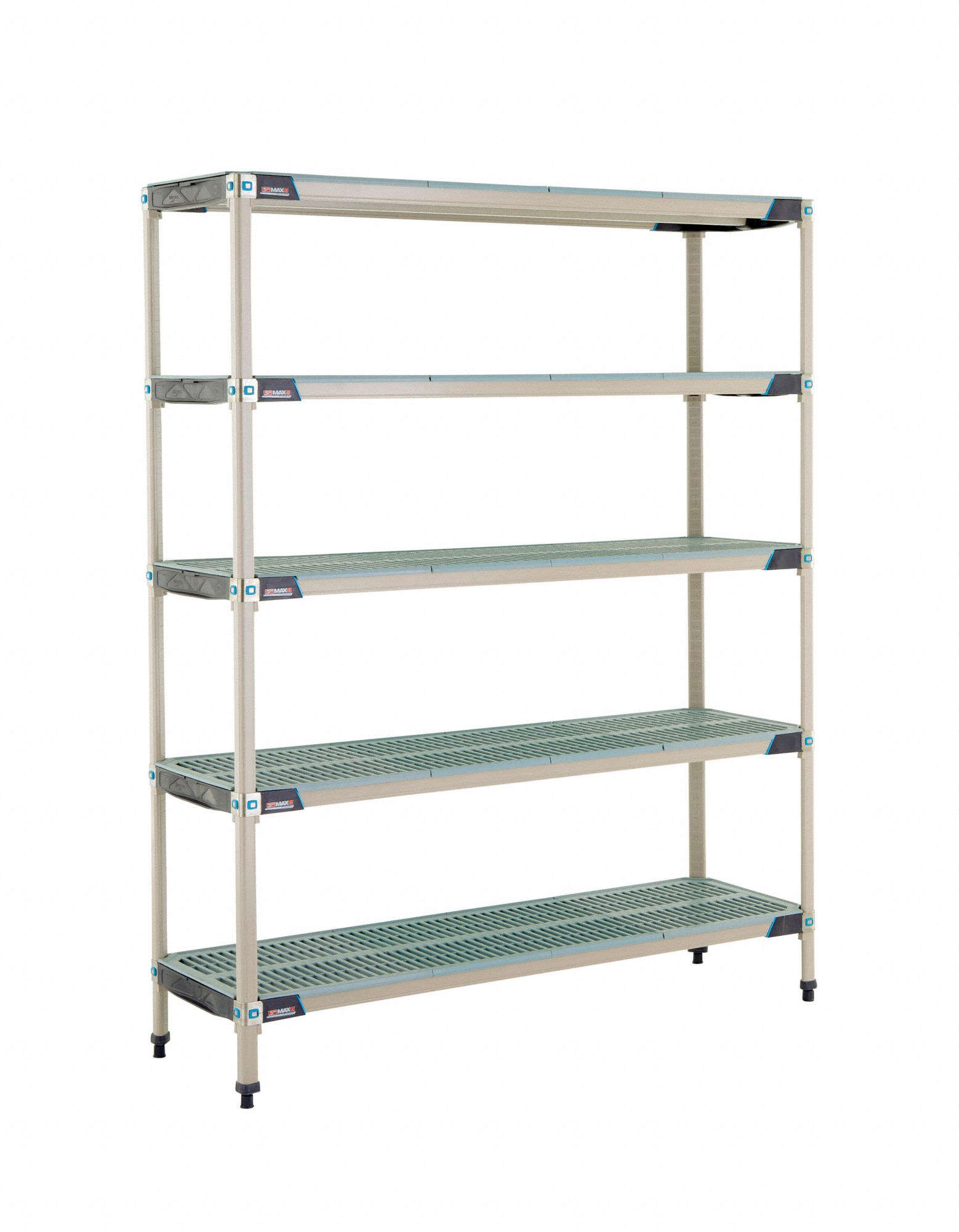 Plastic Industrial Shelving: 18 in x 60 in, 74 in Overall Ht, 5 Shelves, Antimicrobial