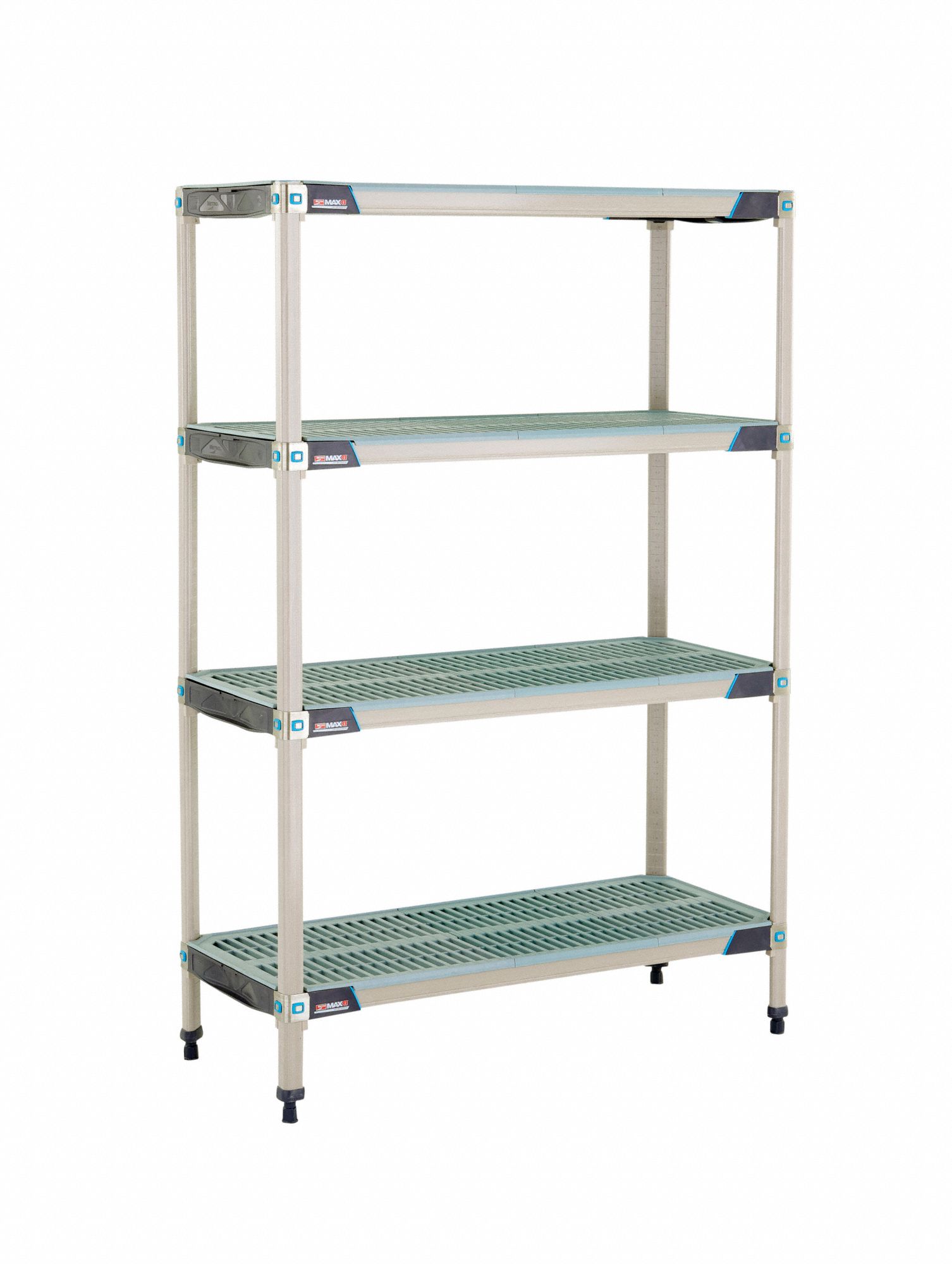 Plastic Industrial Shelving: 18 in x 42 in, 62 in Overall Ht, 4 Shelves, Antimicrobial